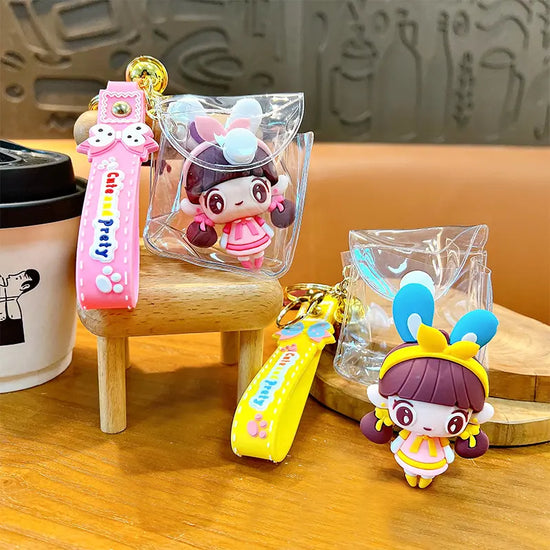 Creative Cute Girl Walking Bag Keychain Pendant
