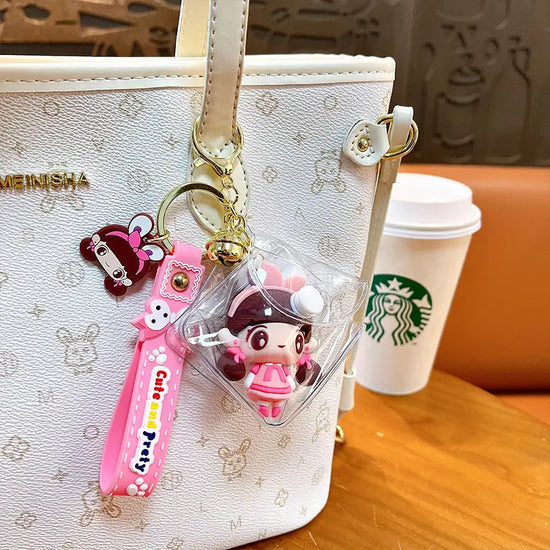 Creative Cute Girl Walking Bag Keychain Pendant
