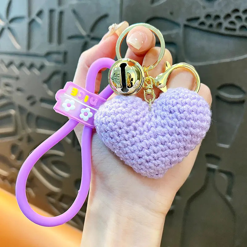 Knitted Handmade Heart Keychain Pendant