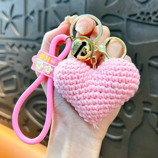 Knitted Handmade Heart Keychain Pendant