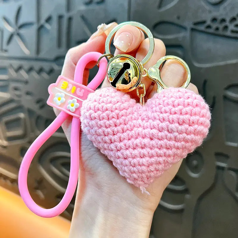 Knitted Handmade Heart Keychain Pendant