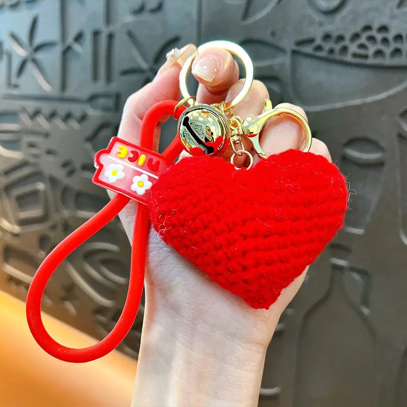 Knitted Handmade Heart Keychain Pendant