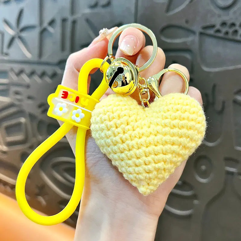 Knitted Handmade Heart Keychain Pendant