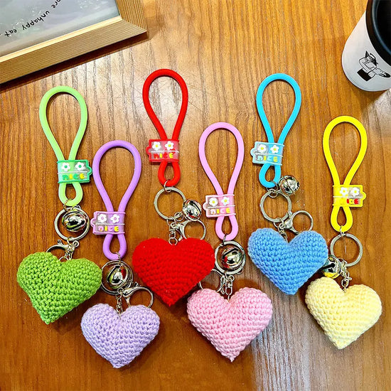 Knitted Handmade Heart Keychain Pendant