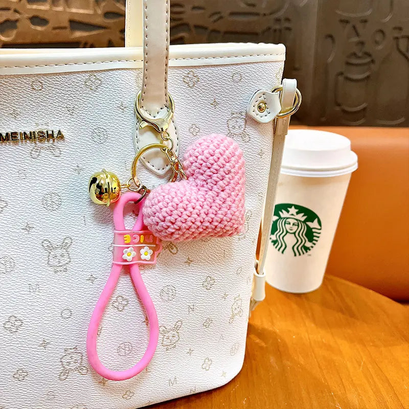 Knitted Handmade Heart Keychain Pendant