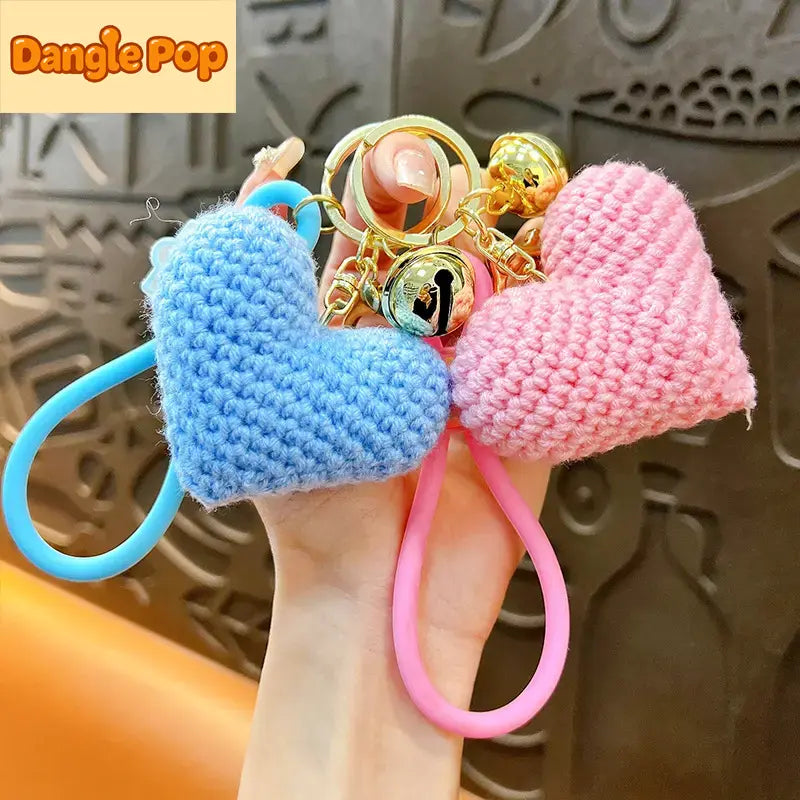 Knitted Handmade Heart Keychain Pendant