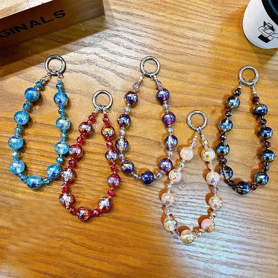 Crystal Gradient Starry Sky Beaded Phone Chain Keychain Pendant