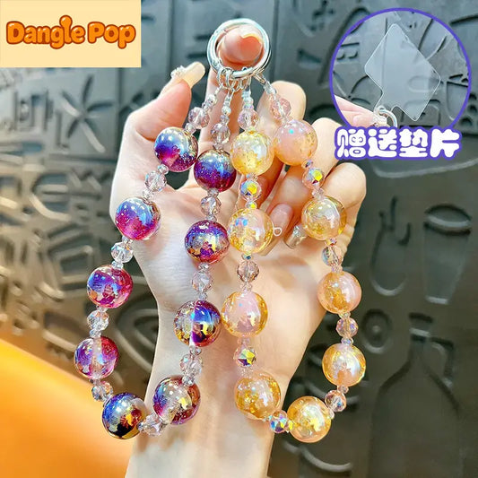 Crystal Gradient Starry Sky Beaded Phone Chain Keychain Pendant