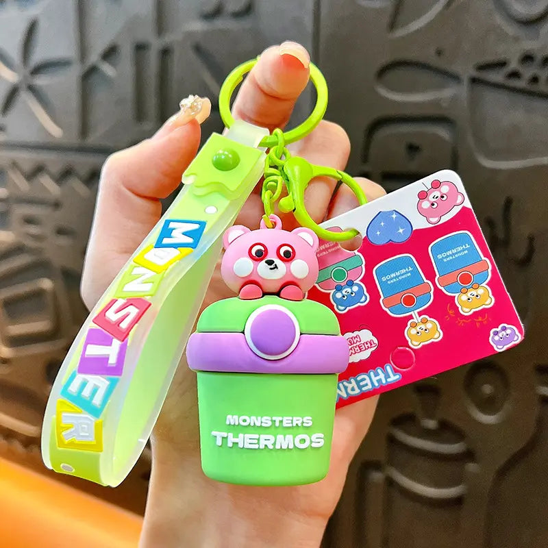 Cute Bear Thermos Cup Drawstring Keychain Pendant