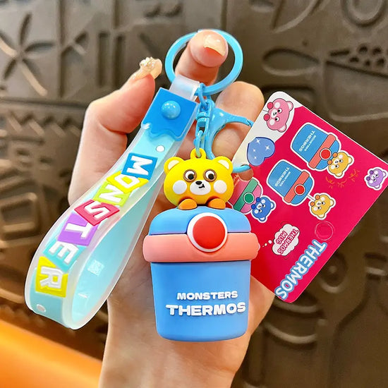 Cute Bear Thermos Cup Drawstring Keychain Pendant
