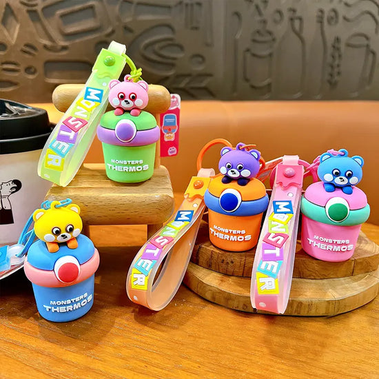 Cute Bear Thermos Cup Drawstring Keychain Pendant