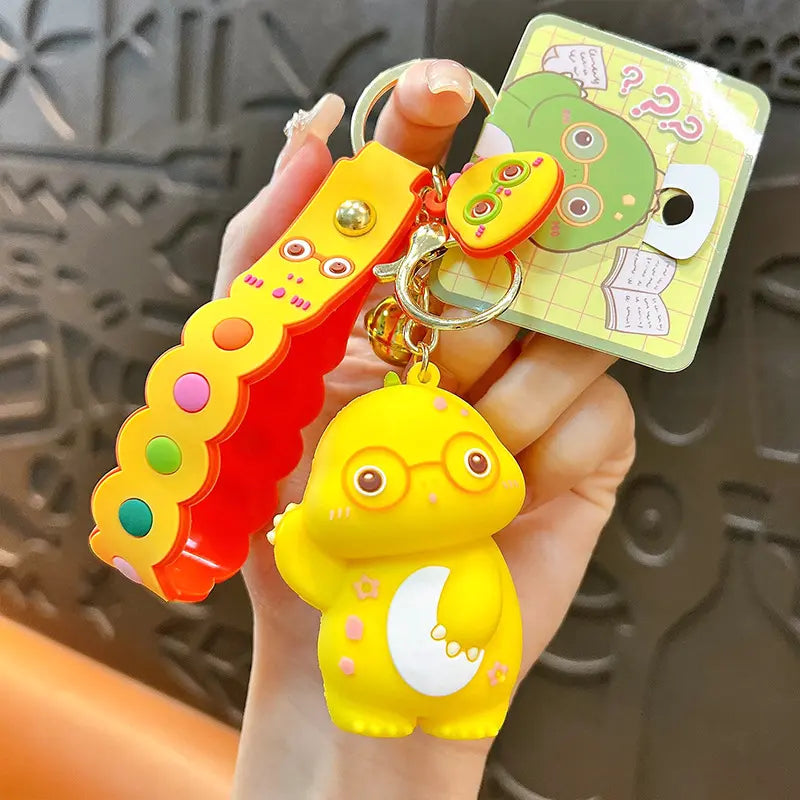 Cartoon Glasses Dinosaur Keychain Pendant