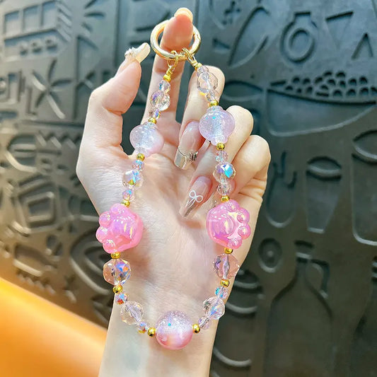 Cat Claw Beaded Phone Chain Keychain Pendant