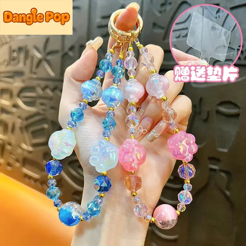 Cat Claw Beaded Phone Chain Keychain Pendant