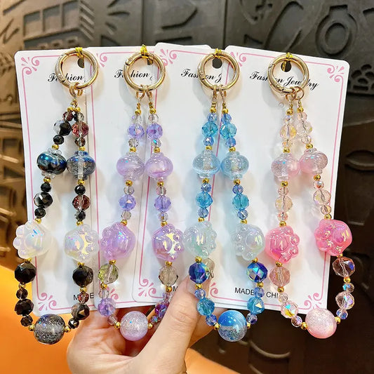 Cat Claw Beaded Phone Chain Keychain Pendant