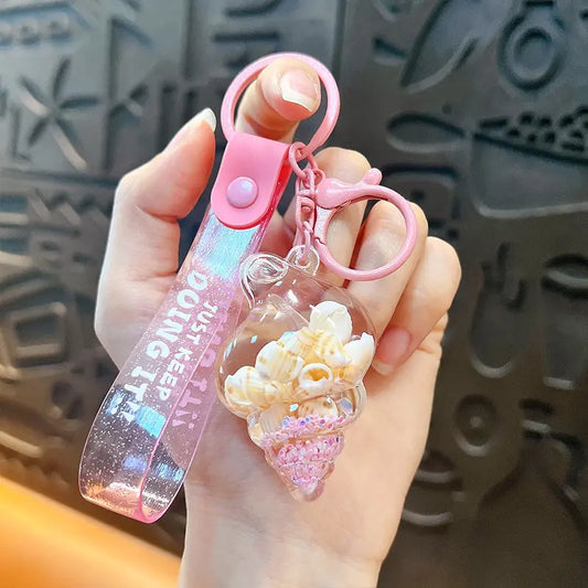 Small Conch Liquid Quicksand Keychain Pendant