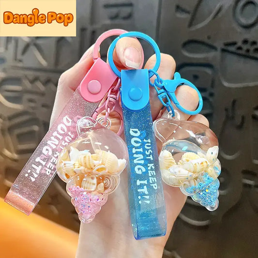 Small Conch Liquid Quicksand Keychain Pendant