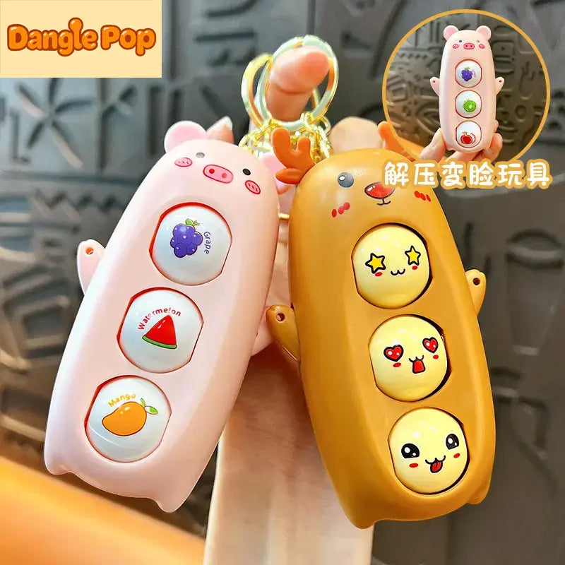 Stress Relief Push Toy Face Changing Doll Keychain Pendant