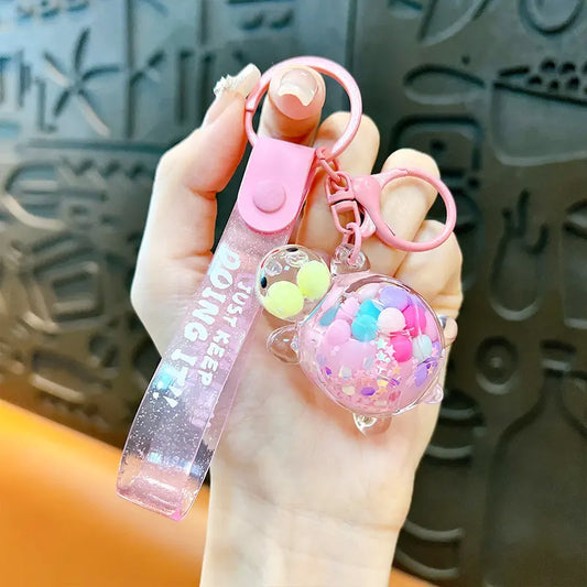 Sugar Bean Turtle Liquid Quicksand Keychain Pendant