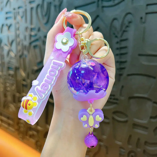 Dried Flower Wind Chime Liquid Quicksand Keychain Pendant