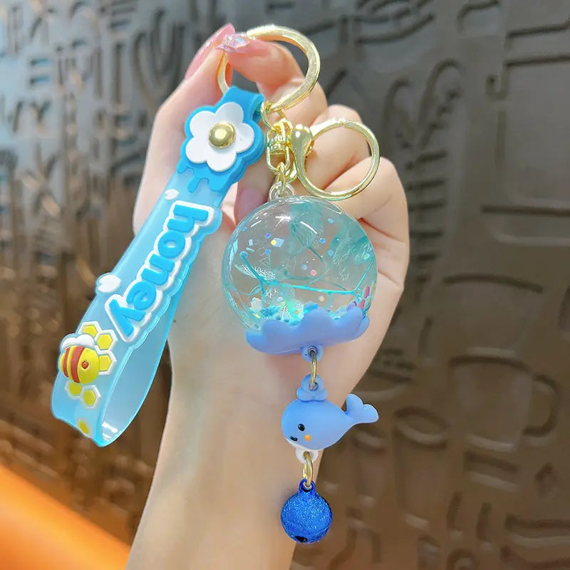 Dried Flower Wind Chime Liquid Quicksand Keychain Pendant