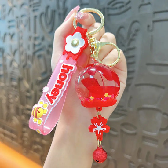 Dried Flower Wind Chime Liquid Quicksand Keychain Pendant