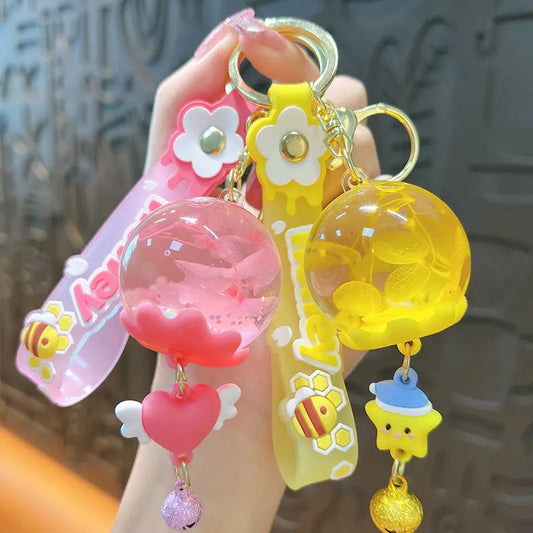Dried Flower Wind Chime Liquid Quicksand Keychain Pendant
