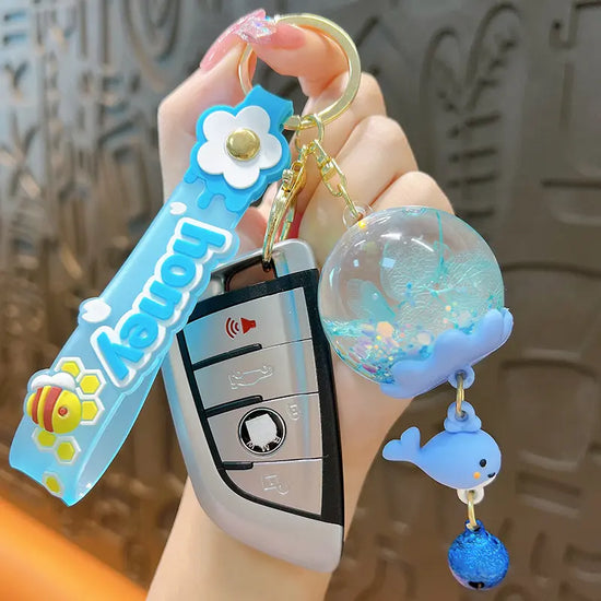 Dried Flower Wind Chime Liquid Quicksand Keychain Pendant