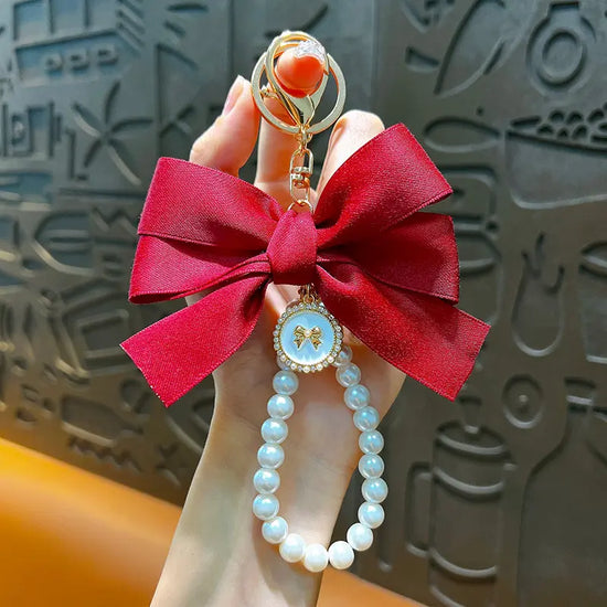 Large Bow Pearl Keychain Pendant