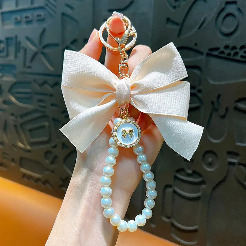 Large Bow Pearl Keychain Pendant