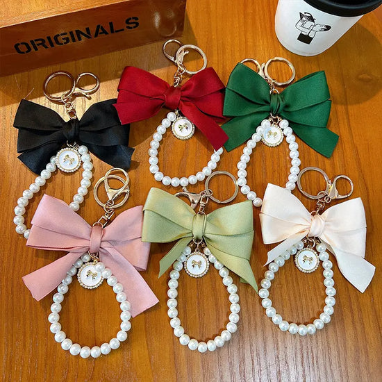 Large Bow Pearl Keychain Pendant