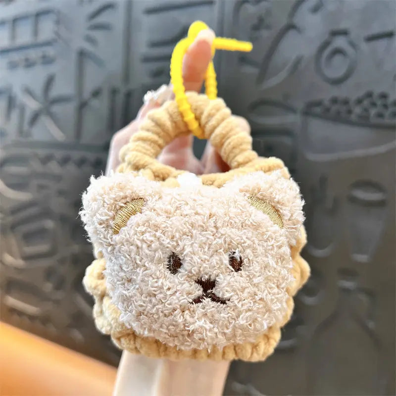 Plush Bear Braided Coin Purse Keychain Pendant