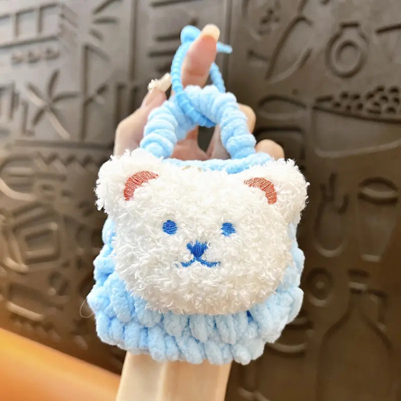 Plush Bear Braided Coin Purse Keychain Pendant