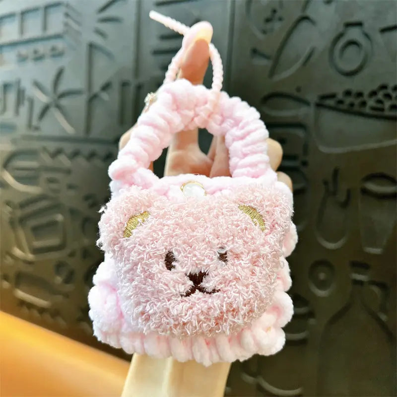 Plush Bear Braided Coin Purse Keychain Pendant
