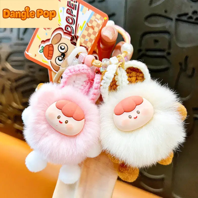 Small-Eared Rabbit Cute Fur Ball Doll Keychain Pendant
