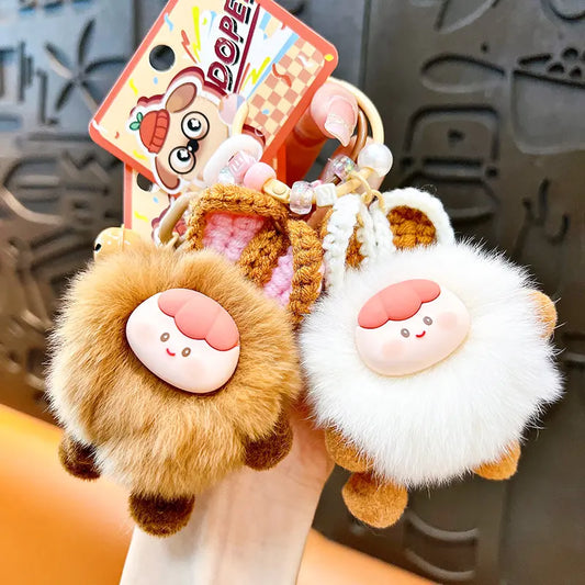 Small-Eared Rabbit Cute Fur Ball Doll Keychain Pendant