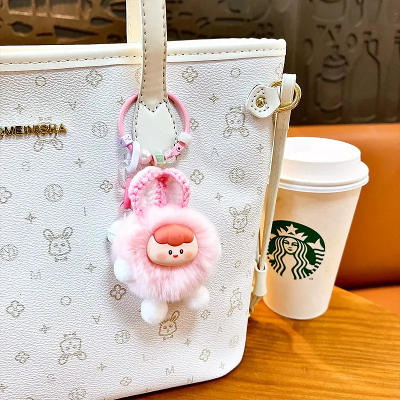 Small-Eared Rabbit Cute Fur Ball Doll Keychain Pendant