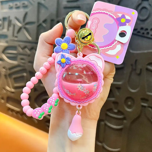 Cat Ear Elf Ball Liquid Quicksand Keychain Pendant