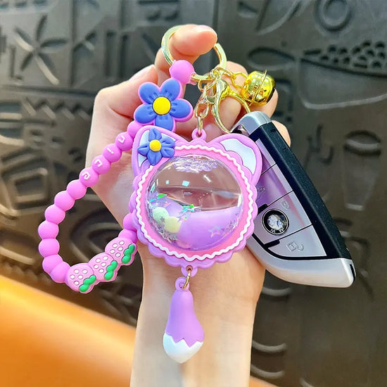 Cat Ear Elf Ball Liquid Quicksand Keychain Pendant