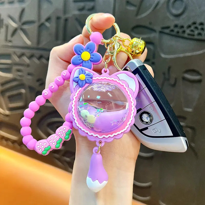 Cat Ear Elf Ball Liquid Quicksand Keychain Pendant