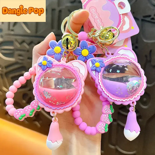 Cat Ear Elf Ball Liquid Quicksand Keychain Pendant