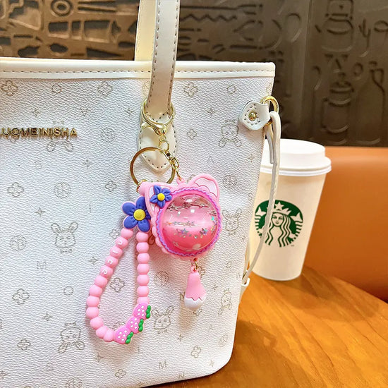 Cat Ear Elf Ball Liquid Quicksand Keychain Pendant