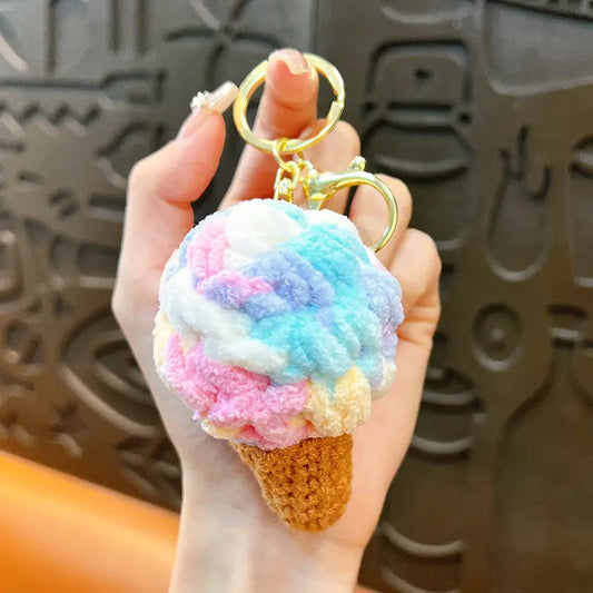 Knitted Ice Cream Keychain Pendant