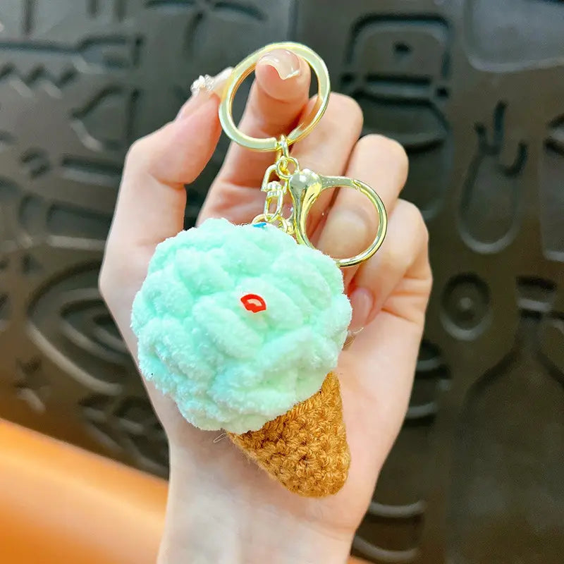 Knitted Ice Cream Keychain Pendant