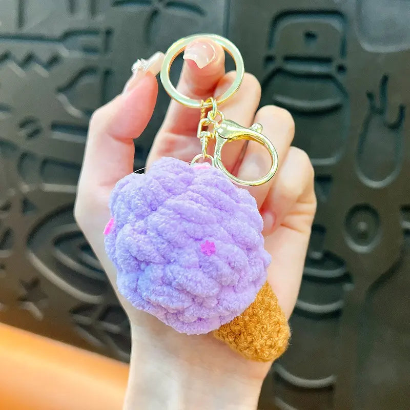 Knitted Ice Cream Keychain Pendant