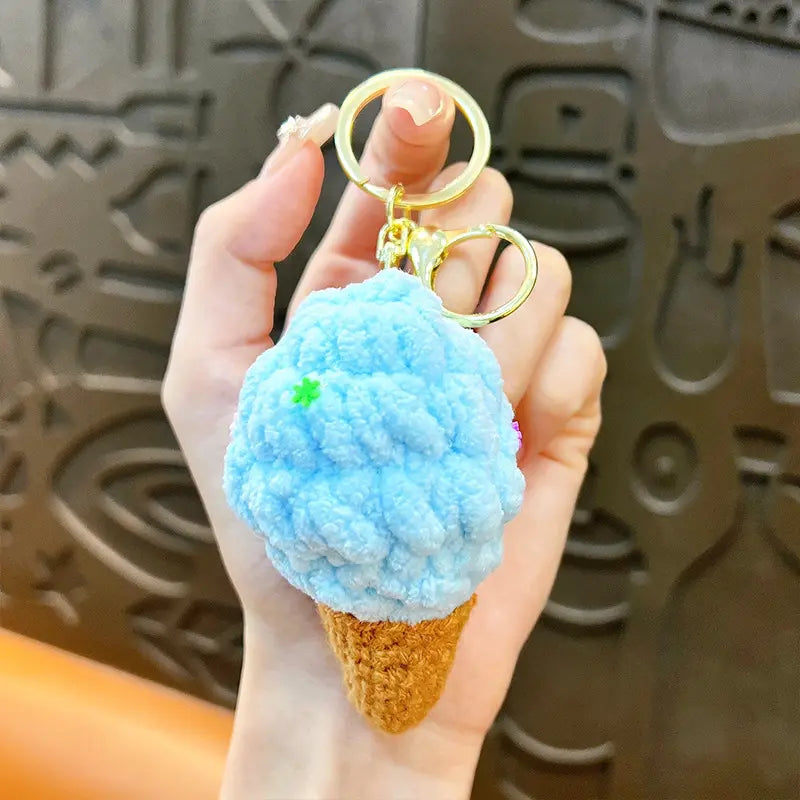 Knitted Ice Cream Keychain Pendant
