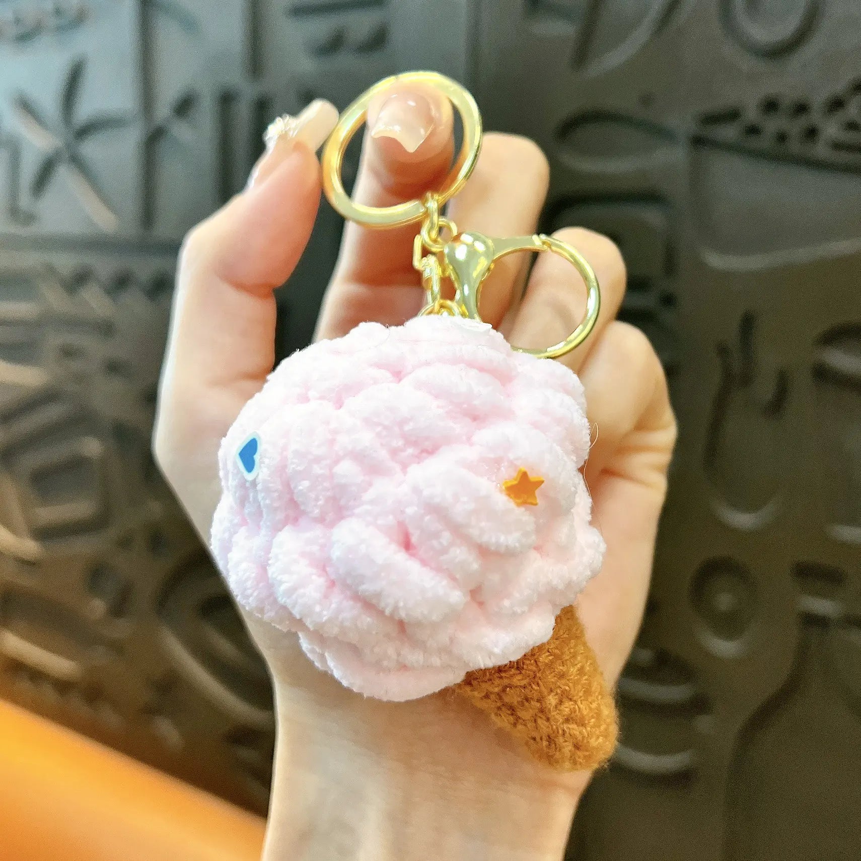 Knitted Ice Cream Keychain Pendant