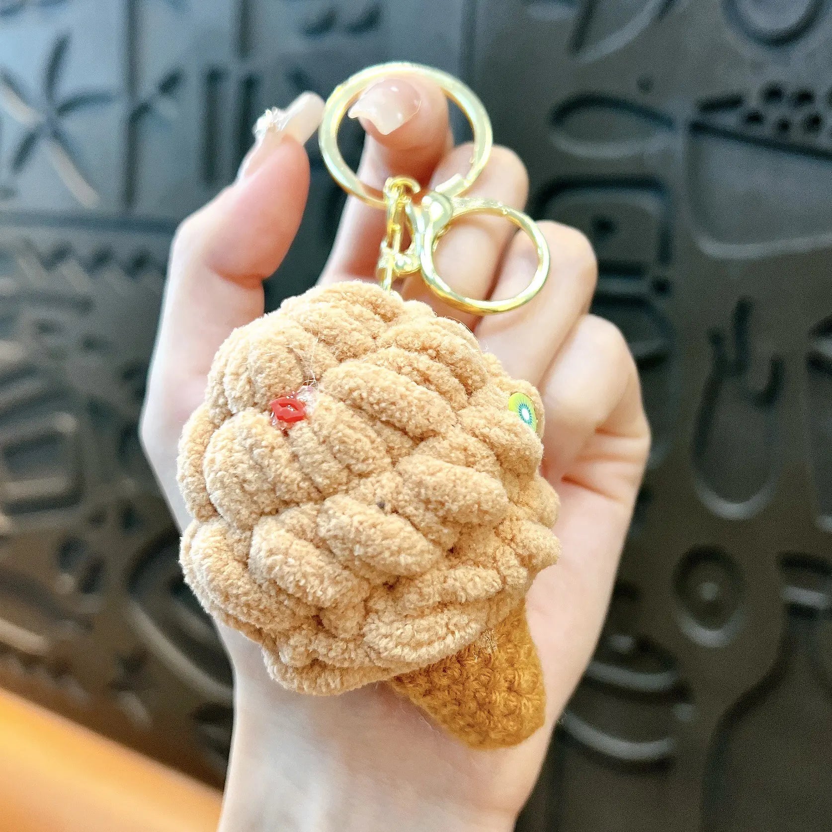 Knitted Ice Cream Keychain Pendant
