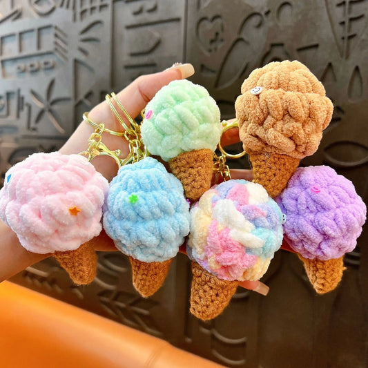 Knitted Ice Cream Keychain Pendant
