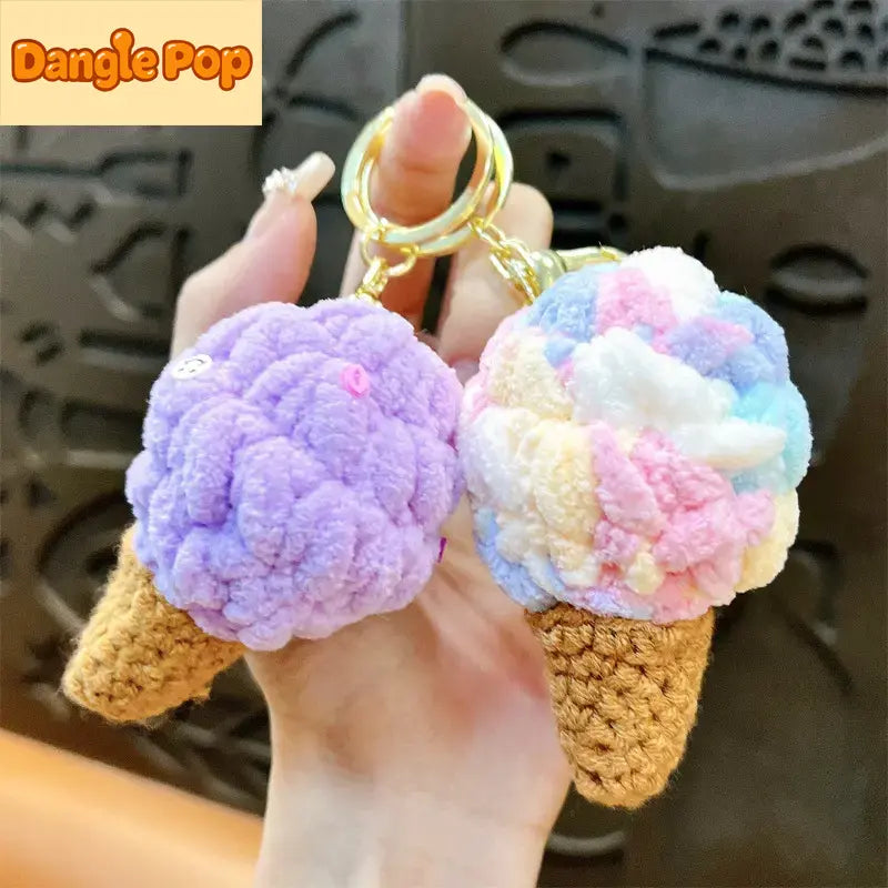 Knitted Ice Cream Keychain Pendant